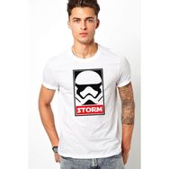 Qivi Storm Baskılı Beyaz Erkek Örme T-shirt