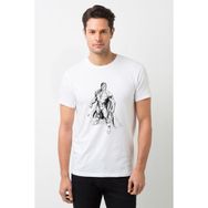 Qivi Süper Adam Baskılı Beyaz Erkek Örme T-shirt