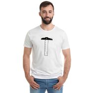 Qivi T Cetvel Baskılı Beyaz Erkek Örme T-shirt