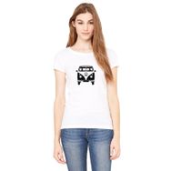 Qivi T1 Volkswagen Transporter Araba Baskılı Beyaz Örme Kadın T-shirt