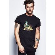 Qivi Tatto Legend Retro Baskılı Siyah Erkek Örme T-shirt