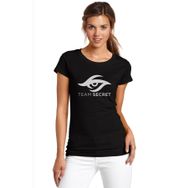 Qivi Team Secret Baskılı Siyah Örme Kadın T-shirt