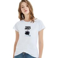 Qivi Teen Wolf Android Baskılı Beyaz Örme Kadın T-shirt