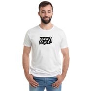Qivi Teen Wolf Logo Baskılı Beyaz Erkek Örme T-shirt