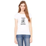 Qivi The Are Not Only Books Baskılı Beyaz Örme Kadın T-shirt