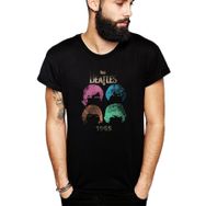 Qivi The Beatles 1965 Colors Rock Metal Baskılı Siyah Erkek Örme T-shirt