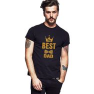Qivi The Best Dad Baskılı Siyah Erkek Örme T-shirt