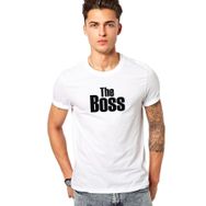 Qivi The Boss Baskılı Beyaz Erkek Örme T-shirt