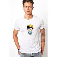 Qivi The Fish Child Baskılı Beyaz Erkek Örme T-shirt