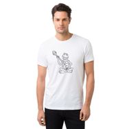 Qivi The Frog Gitarlı Kurbağa Kermit Baskılı Beyaz Erkek Örme T-shirt