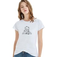 Qivi The Frog Kurbağa Kermit Baskılı Beyaz Örme Kadın T-shirt