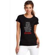 Qivi The Haunting Of Hill House Characters Name Baskılı Siyah Örme Kadın T-shirt