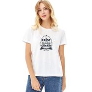 Qivi The Oa Choices Baskılı Beyaz Örme Kadın T-shirt