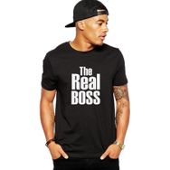 Qivi The Real Boss Baskılı Siyah Erkek Örme T-shirt