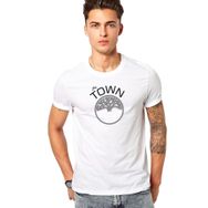 Qivi The Town Baskılı Beyaz Erkek Örme T-shirt