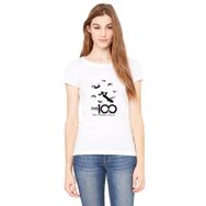 Qivi The100 May We Meet Again Düşen Insanlar Baskılı Beyaz Örme Kadın T-shirt