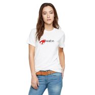 Qivi Thundercats Font Baskılı Beyaz Örme Kadın T-shirt