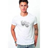 Qivi Tiyatro Baskılı Beyaz Erkek Örme T-shirt