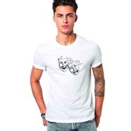 Qivi Tiyatro Baskılı Beyaz Erkek Örme T-shirt