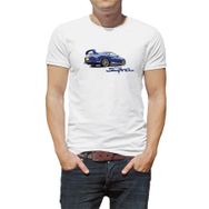 Qivi Toyota Blue Supra Baskılı Beyaz Erkek Örme T-shirt
