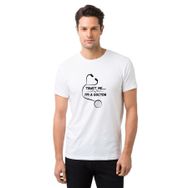 Qivi Trust Me I'm The Doctor Baskılı Beyaz Erkek Örme T-shirt