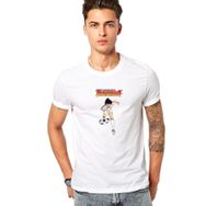 Qivi Tsubasa Captain Baskılı Beyaz Erkek Örme T-shirt