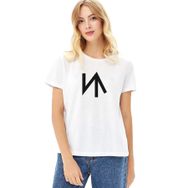Qivi Türk Boyları Salur Baskılı Beyaz Örme Kadın T-shirt