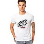 Qivi Türk Kurt Pençesi Baskılı Beyaz Erkek Örme T-shirt