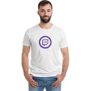 Qivi Twitch Logo Baskılı Beyaz Erkek Örme T-shirt