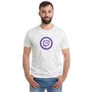 Qivi Twitch Logo Baskılı Beyaz Erkek Örme T-shirt