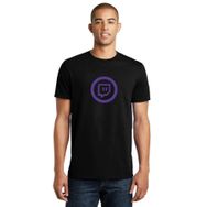 Qivi Twitch Logo Baskılı Siyah Erkek Örme T-shirt