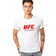 Qivi Ufc Logo Baskılı Beyaz Erkek Örme T-shirt