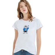 Qivi Undertale Sans Baskılı Beyaz Örme Kadın T-shirt