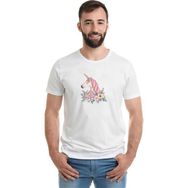 Qivi Unicorn Flower Unnamed Baskılı Beyaz Erkek Örme T-shirt