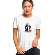 Qivi V For Vendetta I Want You Baskılı Beyaz Örme Kadın T-shirt