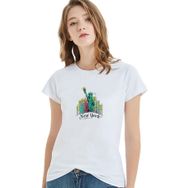 Qivi Vector Character Design Statue Of Liberty Baskılı Beyaz Örme Kadın T-shirt