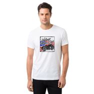 Qivi Vintage Motorcycle Baskılı Beyaz Erkek Örme T-shirt