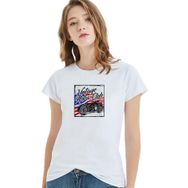 Qivi Vintage Motorcycle Baskılı Beyaz Örme Kadın T-shirt