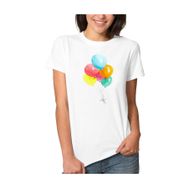 Qivi Watercolor Balloons Kadın Beyaz T-shirt