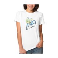 Qivi Watercolor Bicycle Kadın Beyaz T-shirt