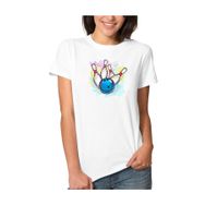 Qivi Watercolor Bowling Kadın Beyaz T-shirt