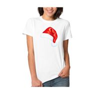 Qivi Watercolor Christmas Hat Kadın Beyaz T-shirt