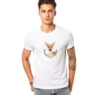 Qivi Watercolor Deer Baskılı Beyaz Erkek Örme T-shirt