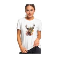 Qivi Watercolor Deer Baskılı Beyaz Kadın T-shirt