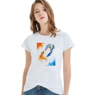 Qivi Watercolor Fish Baskılı Beyaz Kadın T-shirt