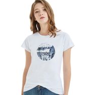 Qivi Watercolor Forest Baskılı Beyaz Kadın T-shirt