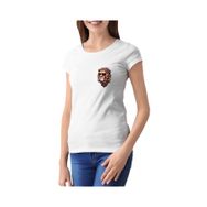 Qivi Watercolor Lion With Glasses Baskılı Beyaz Kadın T-shirt