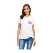 Qivi Watercolor Paw Baskılı Beyaz Kadın T-shirt