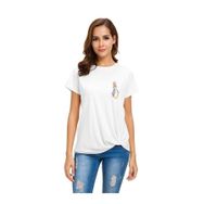 Qivi Watercolor Rabbit Baskılı Beyaz Kadın T-shirt