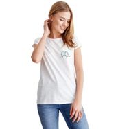 Qivi Watercolor Sparrow Blue Birds Baskılı Beyaz Kadın T-shirt